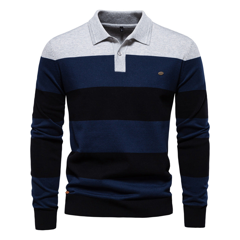 Herren Langarm-Polo-Shirt mit modischem Streifendesign Echoarchiv