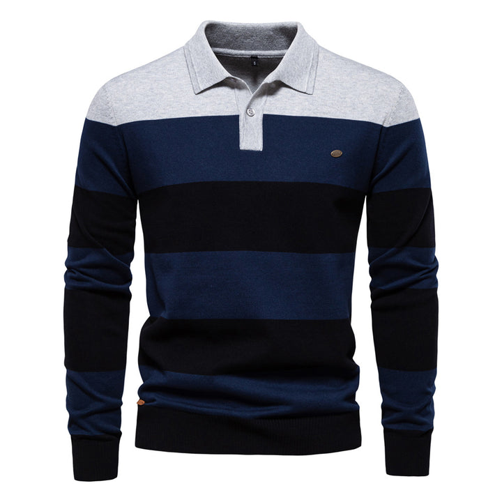 Herren Langarm-Polo-Shirt mit modischem Streifendesign Echoarchiv