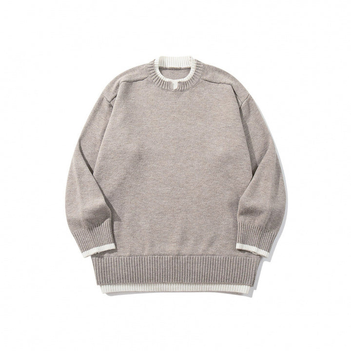 Unisex Relaxed-Fit Feinstrick-Pullover mit Kontrastbündchen und verlängertem Rippenbund Echo Archiv