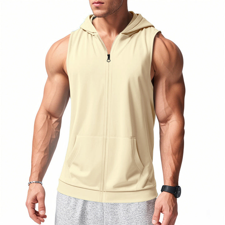 Herren nan funktionale Fitnessweste mit Kapuze, schmaler Passform und Kängurutasche Echo Archiv