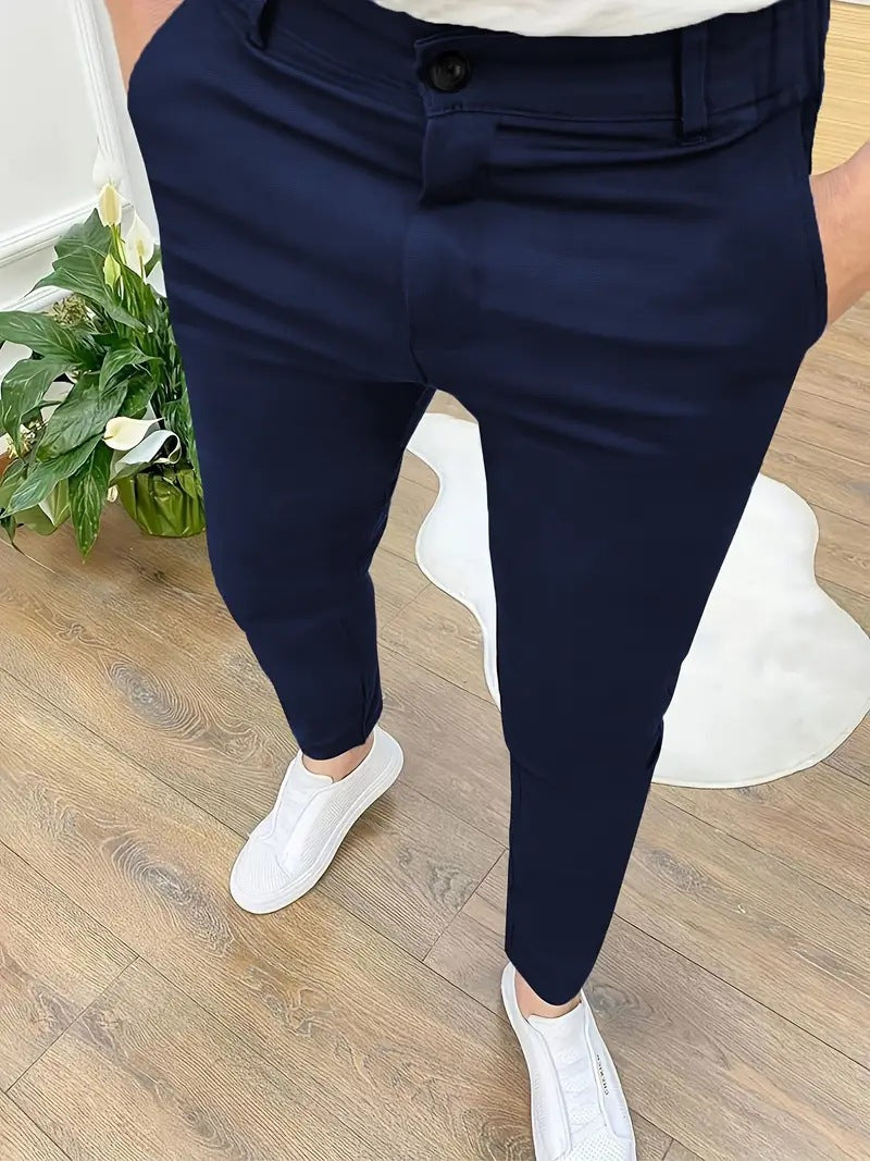 Herren Modische Slim-Fit Hose mit elastischem Bund und praktischen Taschen Echoarchiv