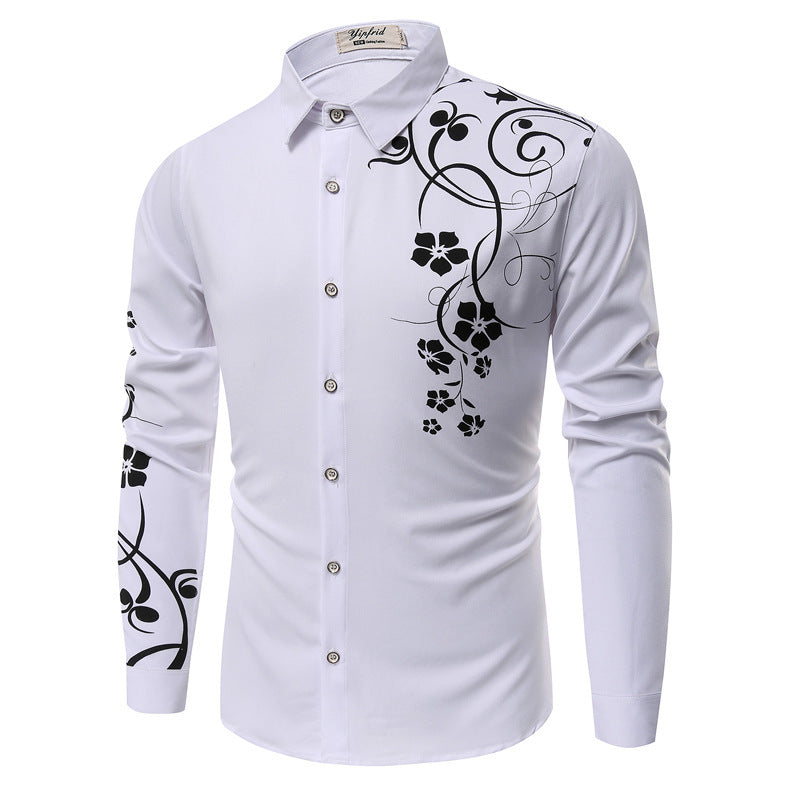 Herren modisches Langarmshirt mit floralem Design Echoarchiv