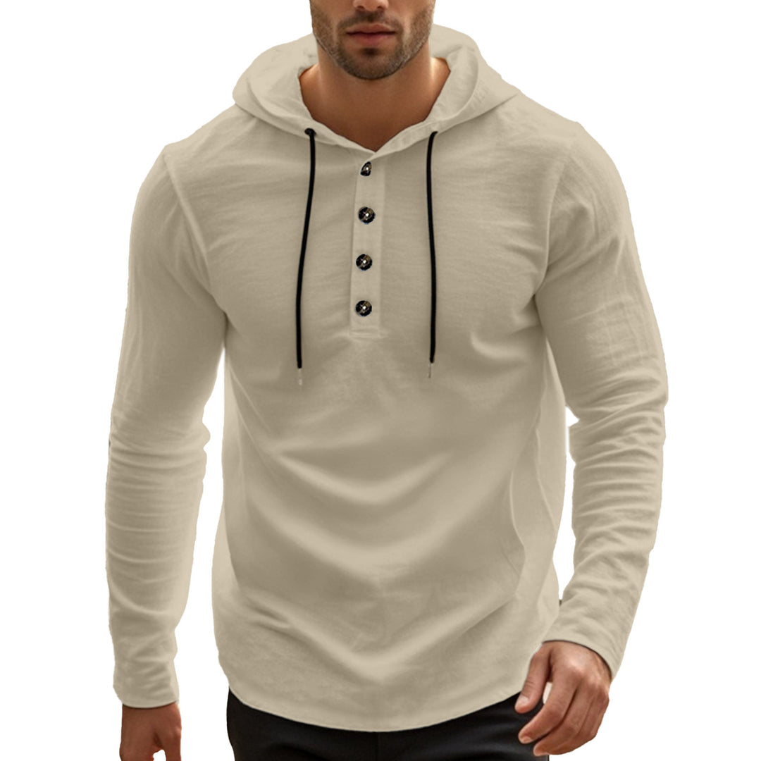 Herren Kapuzenpullover mit zwei Knopfverschluss und sportlichem Schnitt Echoarchiv