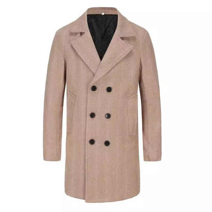 Herren zeitloser Dufflecoat mit elegantem Hahnentrittmuster Echoarchiv