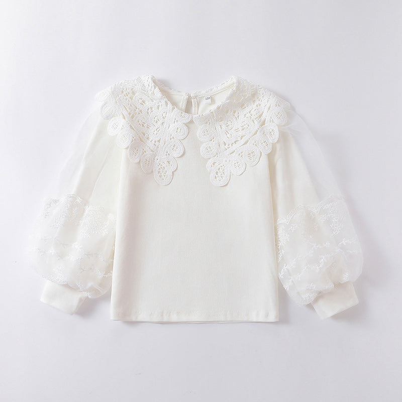 Mädchen elegante Bluse mit transparenten Puffärmeln Echo Archiv