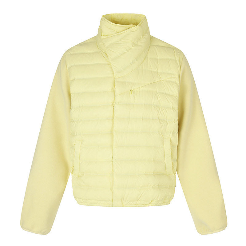 Damen gesteppte Hybrid-Jacke mit asymmetrischem Schalkragen und elastischem Bund Echoarchiv