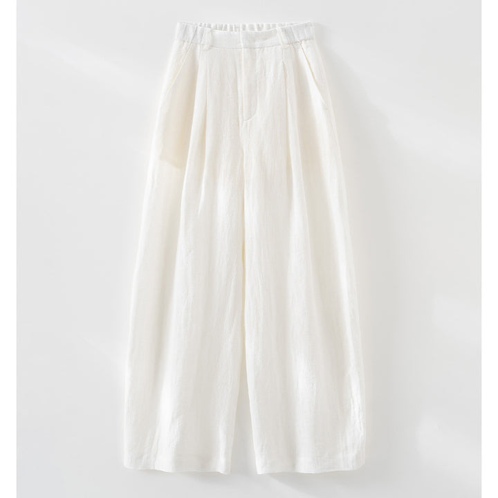 Damen Weite Leinenhose mit hoher Taille, Bundfalten und legerer Palazzosilhouette Echoarchiv