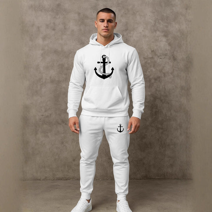 Herren Hoodie- und Jogginghose-Set mit maritimem Ankerdesign Echoarchiv