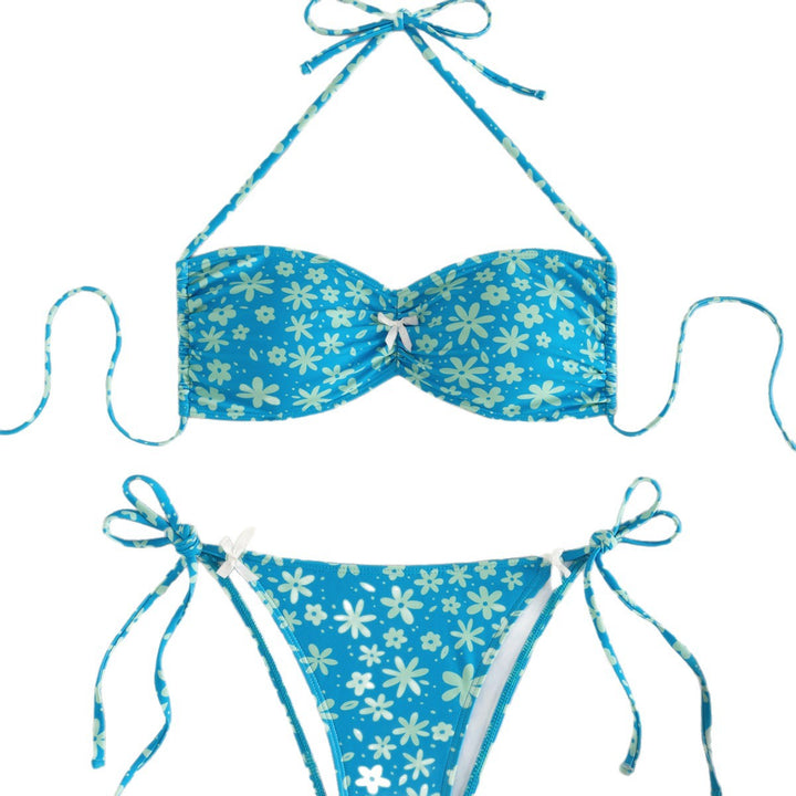 Damen Bandeau-Bikini mit floralen Akzenten Echo Archiv