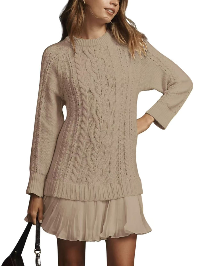 Damen nan Kabelstrick-Pullover mit Tunika-Schnitt, Zopfmuster und Rippbündchen Echo Archiv