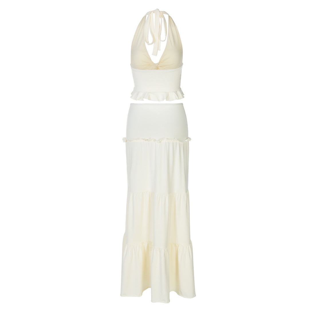 Damen Maxikleid mit Rüschen und Wickeleffekt – Valéora