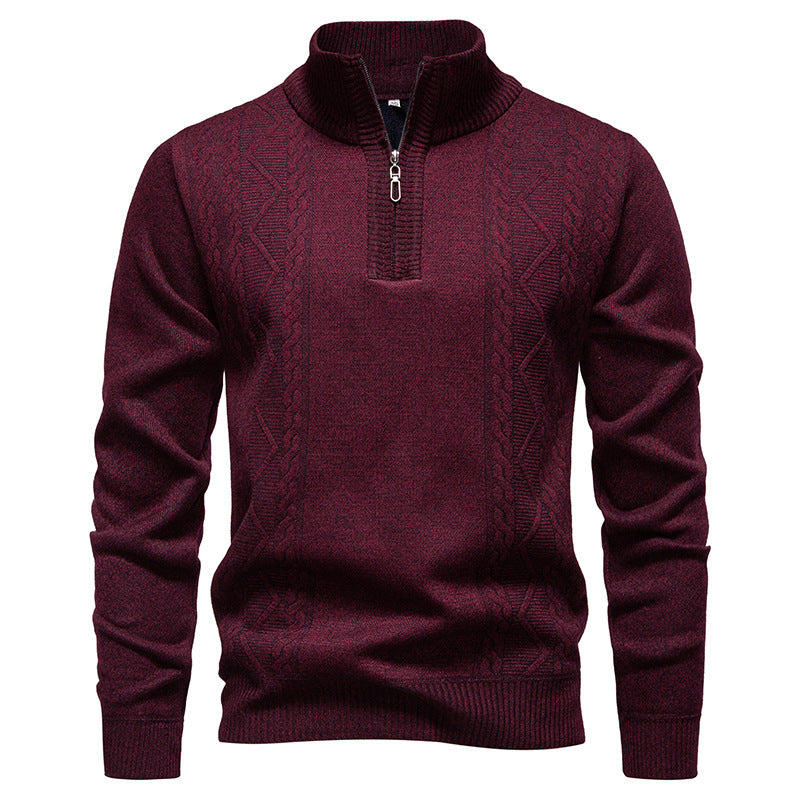 Herren nan gehobener Strickpullover mit Halbzip, Stehkragen und dekorativem Zopfmuster Echo Archiv
