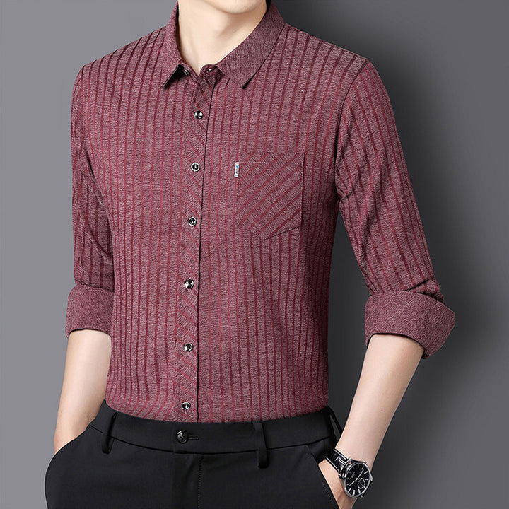 Herren stilvolles Slim-Fit Langarmhemd mit strukturiertem Design Echoarchiv