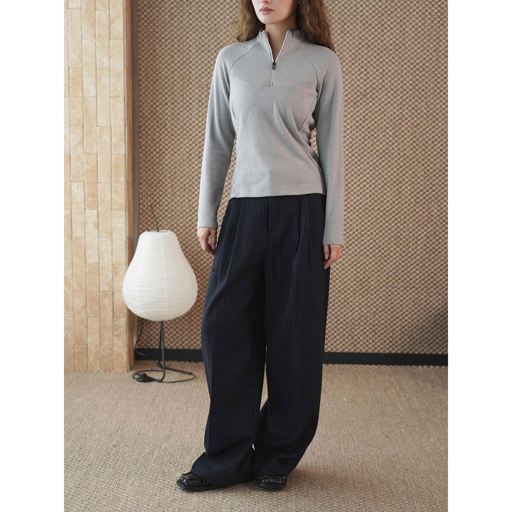 Damen Langarm-Thermo-Shirt mit kurzem Reißverschluss und taillierter Silhouette Echoarchiv