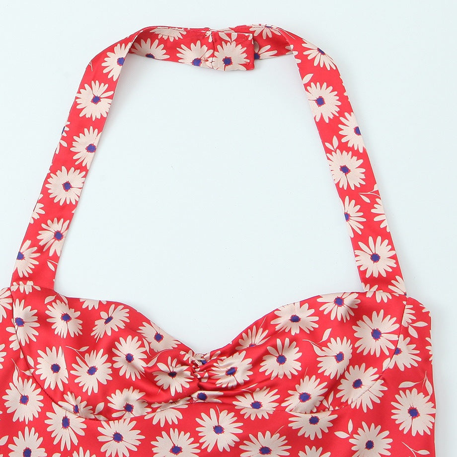 Damen sommerliches Kleid mit verspieltem Blumendruck und schwingendem Rock Echo Archiv