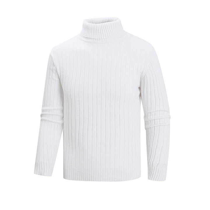 Herren eleganter Pullover mit hohem Kragen und feiner Rippenstruktur Echoarchiv