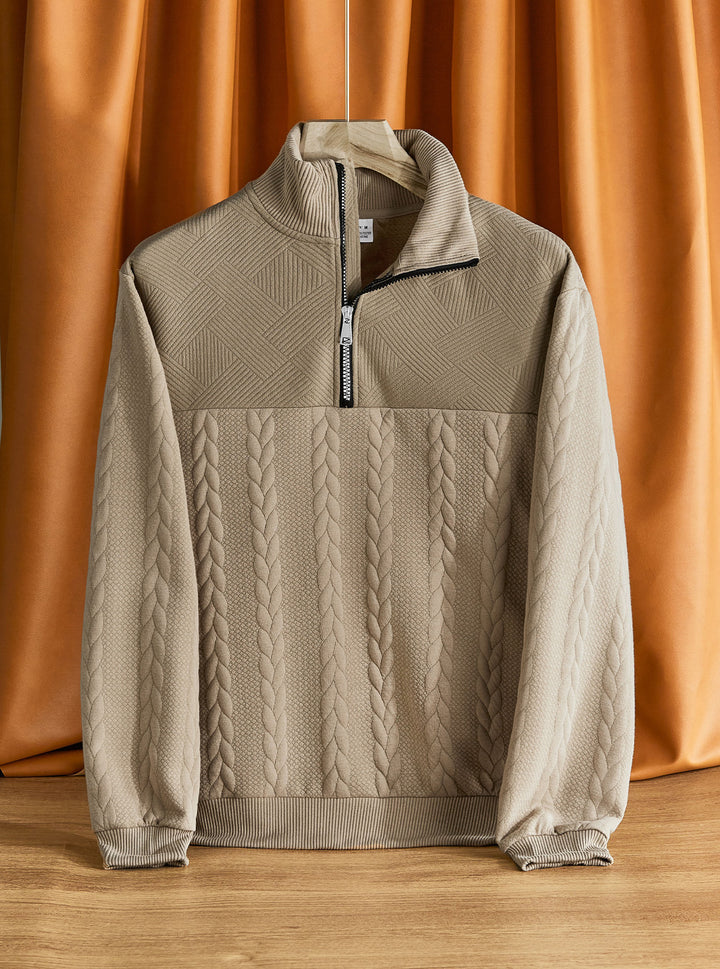 Herren Strickpullover mit hohem Kragen und strukturiertem Design Echoarchiv