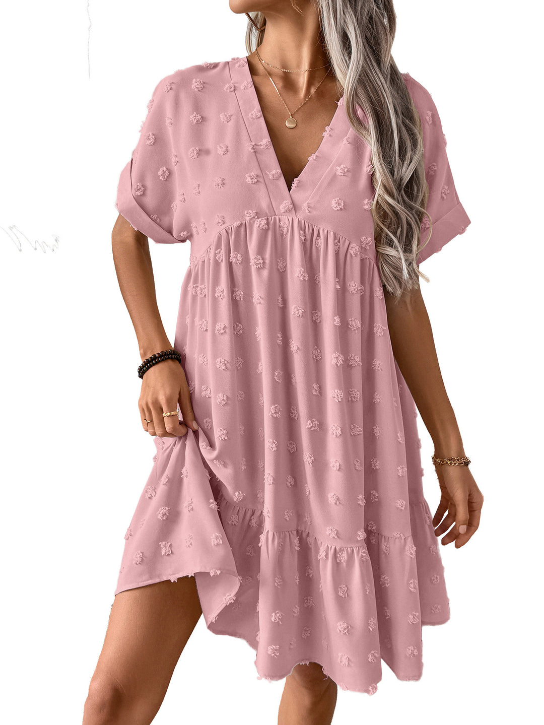 Damen Verspieltes Sommerkleid mit V-Ausschnitt und Rüschensaum Echo Archiv