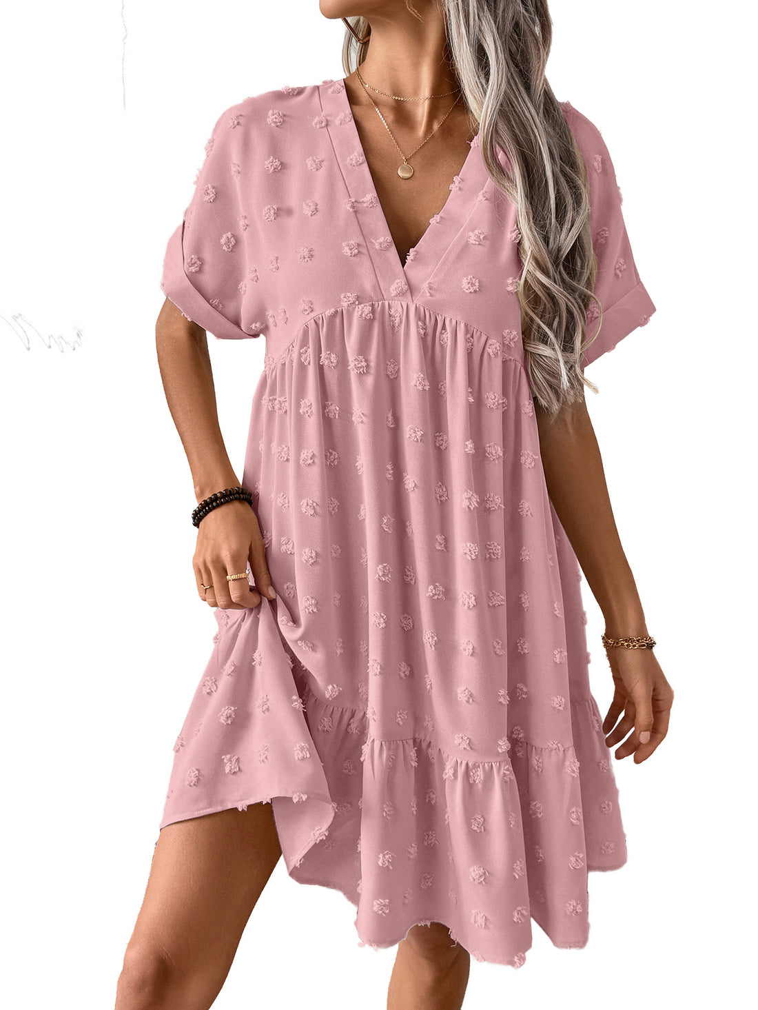 Damen Verspieltes Sommerkleid mit V-Ausschnitt und Rüschensaum – Lunéa
