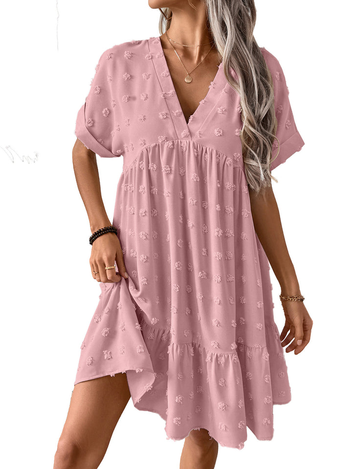 Damen Verspieltes Sommerkleid mit V-Ausschnitt und Rüschensaum Echo Archiv