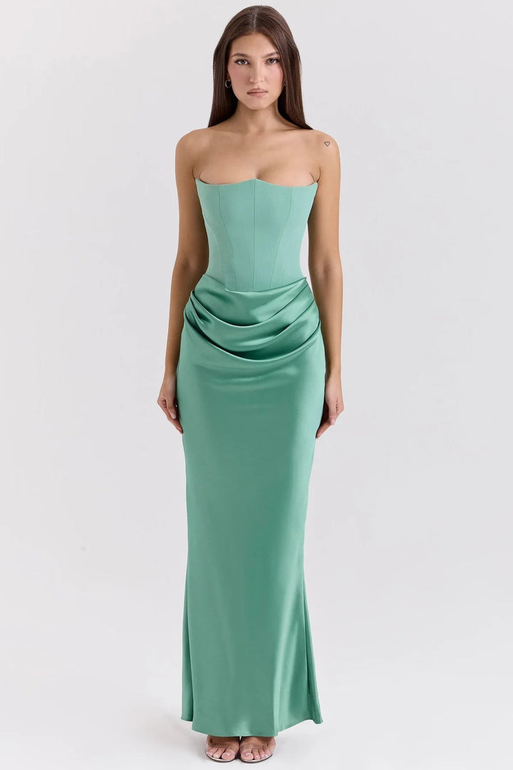 Damen nan trägerloses Korsagen-Abendkleid mit konturierter Miederkonstruktion und eleganter Hüftdrapierung Echo Archiv