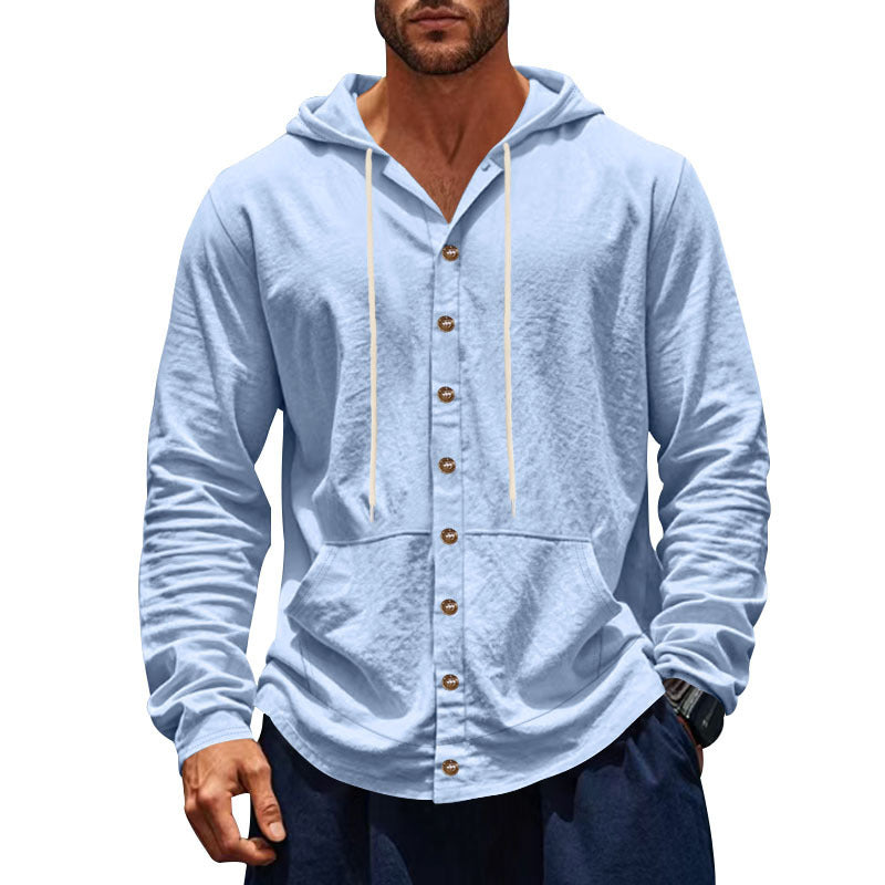 Herren Kapuzensweater mit Knopfleiste und praktischem Taschen-Design Echoarchiv