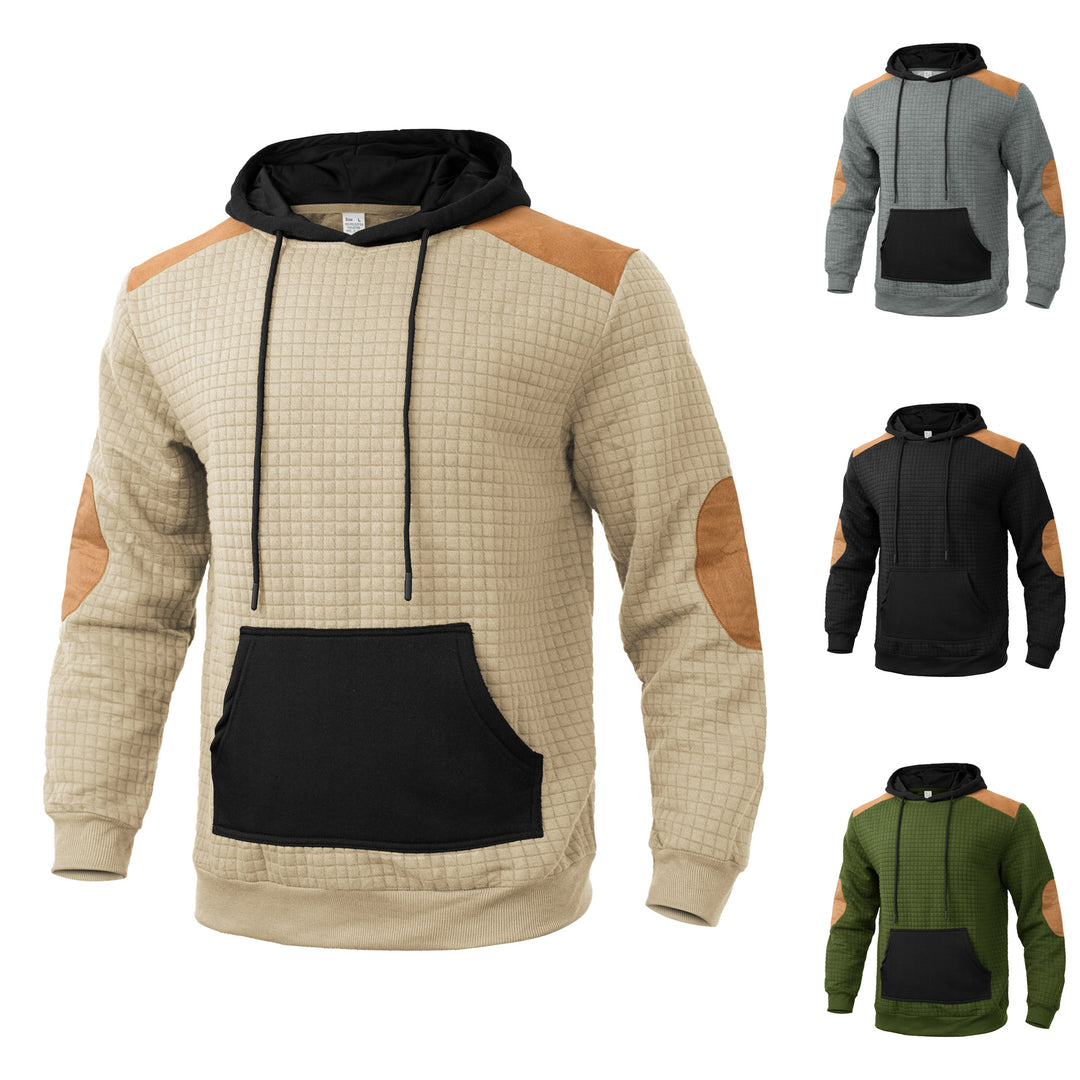 Herren modischer Kapuzenpullover mit strukturiertem Design und Kunstlederakzenten Echoarchiv