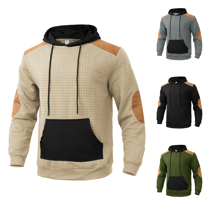 Herren modischer Kapuzenpullover mit strukturiertem Design und Kunstlederakzenten Echoarchiv