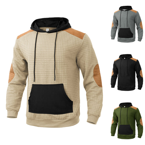 Herren modischer Kapuzenpullover mit strukturiertem Design und Kunstlederakzenten Echoarchiv