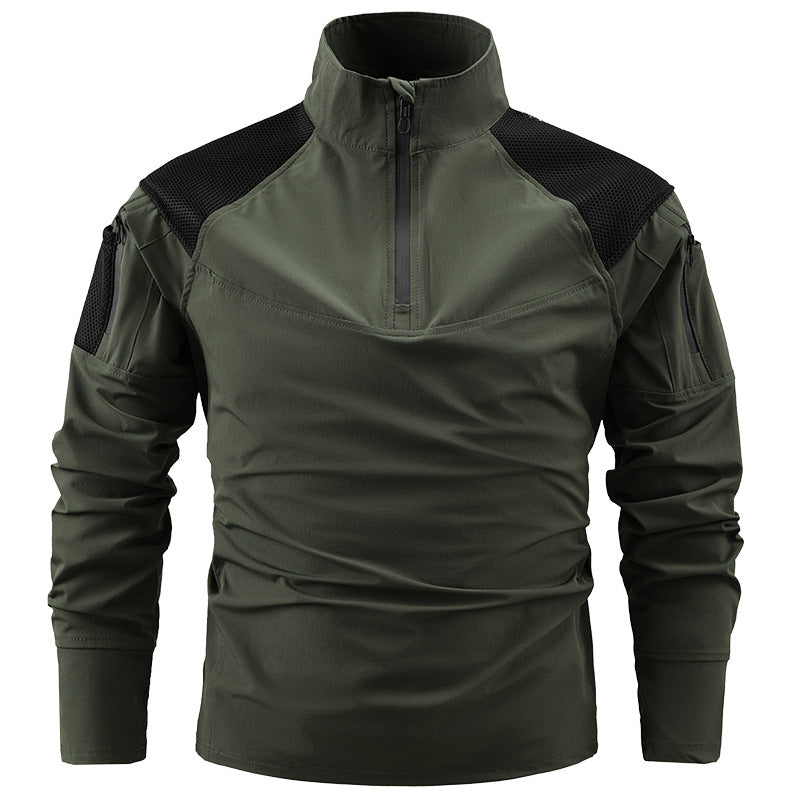 Herren nan taktisches Combat-Fieldshirt mit Halbreißverschluss, atmungsaktiven Mesh-Schultern und multifunktionalen Ärmeltaschen Echo Archiv