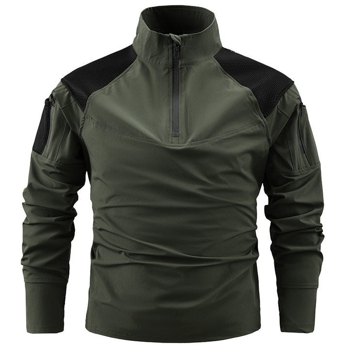 Herren nan taktisches Combat-Fieldshirt mit Halbreißverschluss, atmungsaktiven Mesh-Schultern und multifunktionalen Ärmeltaschen Echo Archiv