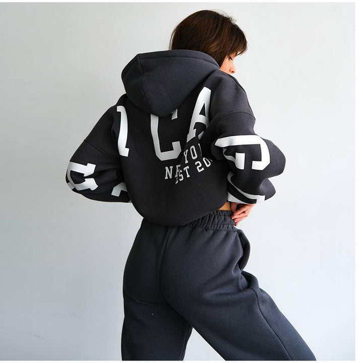Damen Lässiger Oversize-SwEchoarchivtanzug mit Kapuze und elastischem Bund Echoarchiv