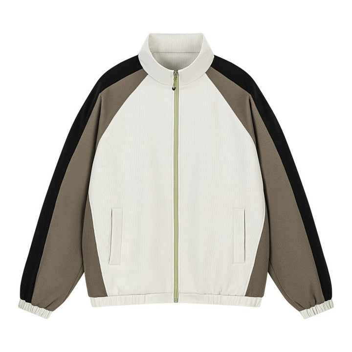 Herren Mehrfarbige Trackjacke mit Stehkragen, Raglanärmeln und durchgehendem Reißverschluss Echoarchiv