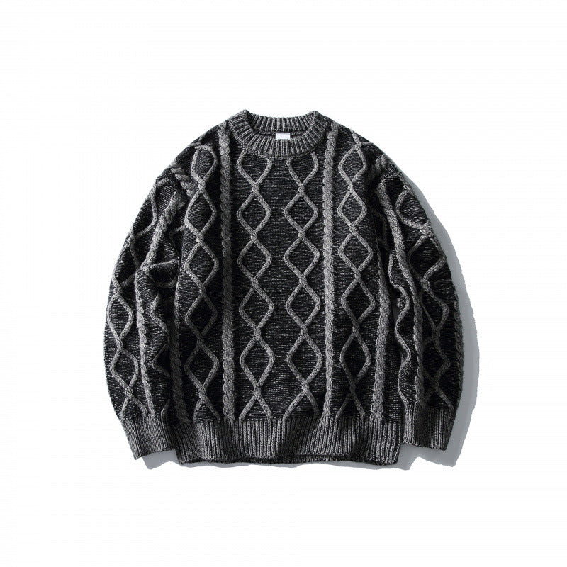 Unisex Oversize-Strickpullover mit Zopfmuster‑Jacquard, Rundhalsausschnitt und gerippten Bündchen Echo Archiv