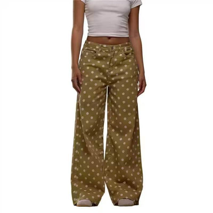 Damen weite Polka-Dot Palazzo-Hosen mit high-waist Schnitt Echo Archiv