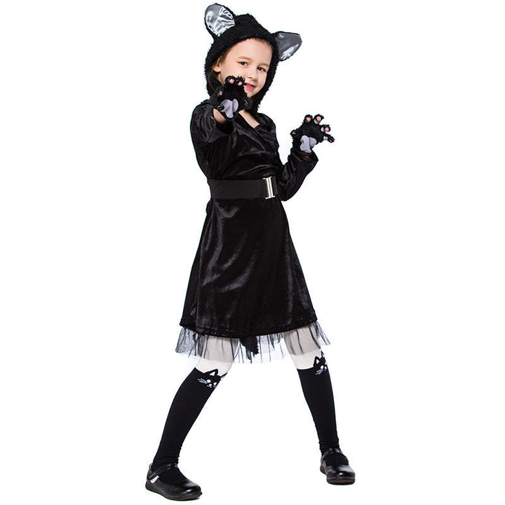 Mädchen Katzenkostüm mit Kapuze und detaillierten Accessoires Echo Archiv