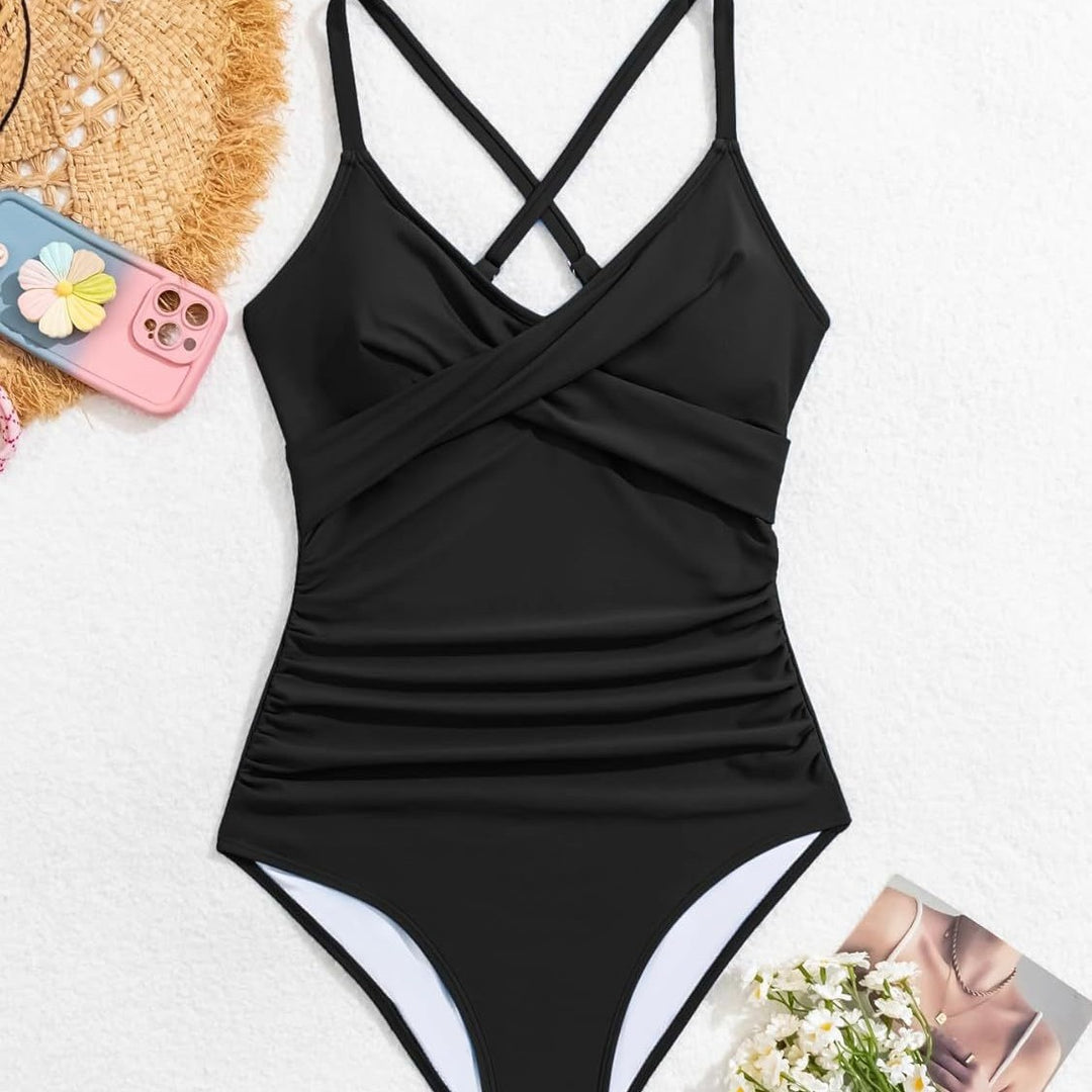 Damen Einteiler Badeanzug mit elegantem Wickel-Design und femininem Schnitt Echo Archiv