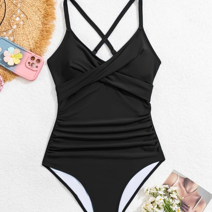 Damen Einteiler Badeanzug mit elegantem Wickel-Design und femininem Schnitt Echo Archiv