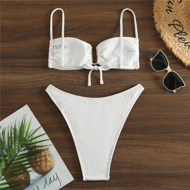 Damen Triangel-Bikini mit raffiniertem Rippendesign und verstellbaren Trägern Echo Archiv