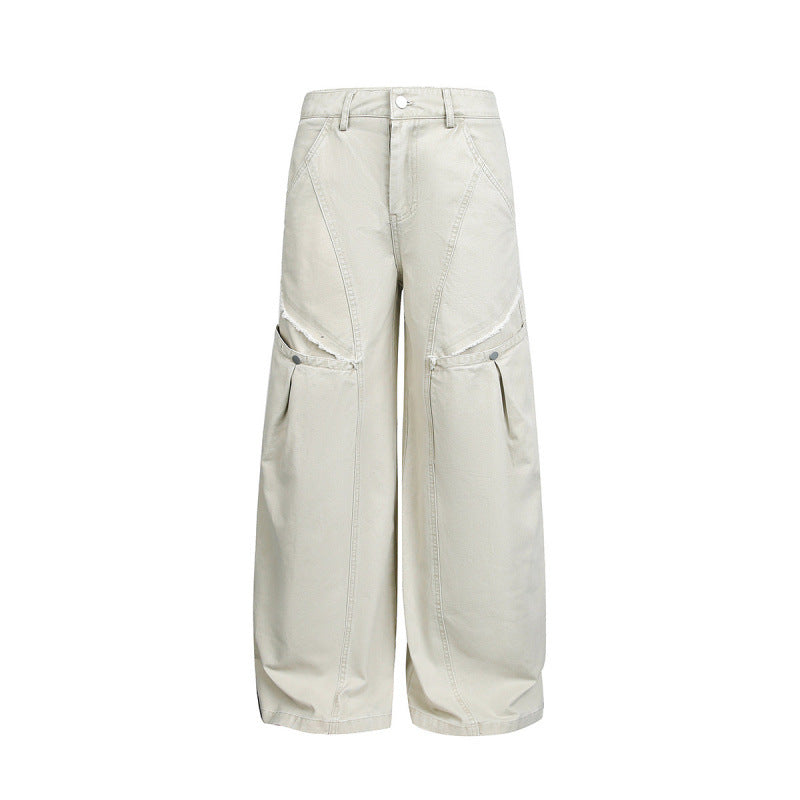 Damen Weite Ballon-Cargo-Hose mit hoher Taille, großen Pattentaschen und sichtbaren Nahtdetails Echo Archiv