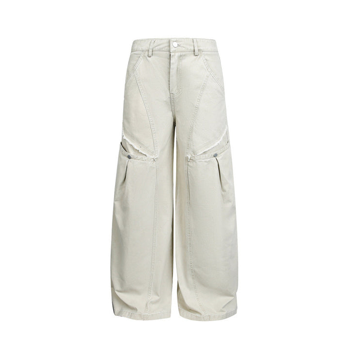 Damen Weite Ballon-Cargo-Hose mit hoher Taille, großen Pattentaschen und sichtbaren Nahtdetails Echo Archiv