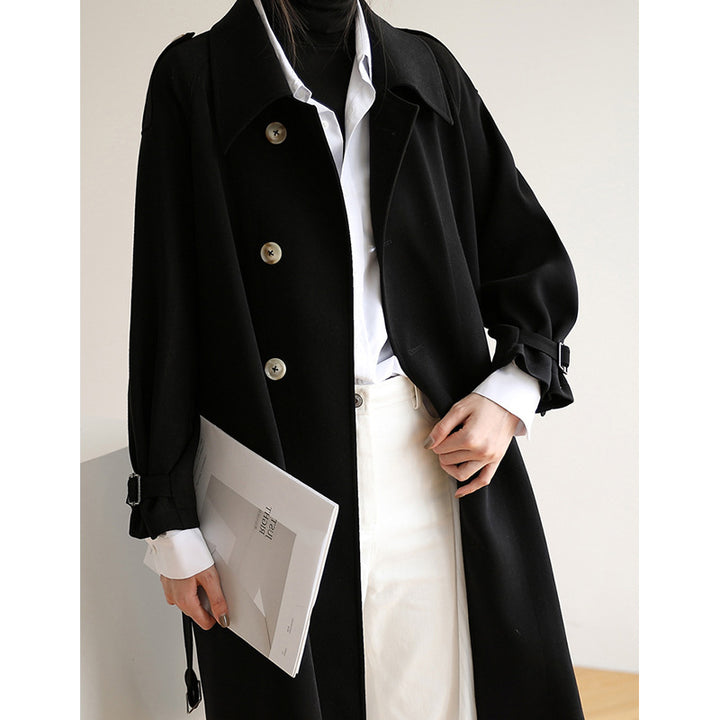 Damen Eleganter Trenchcoat mit breitem Kragen Echoarchiv