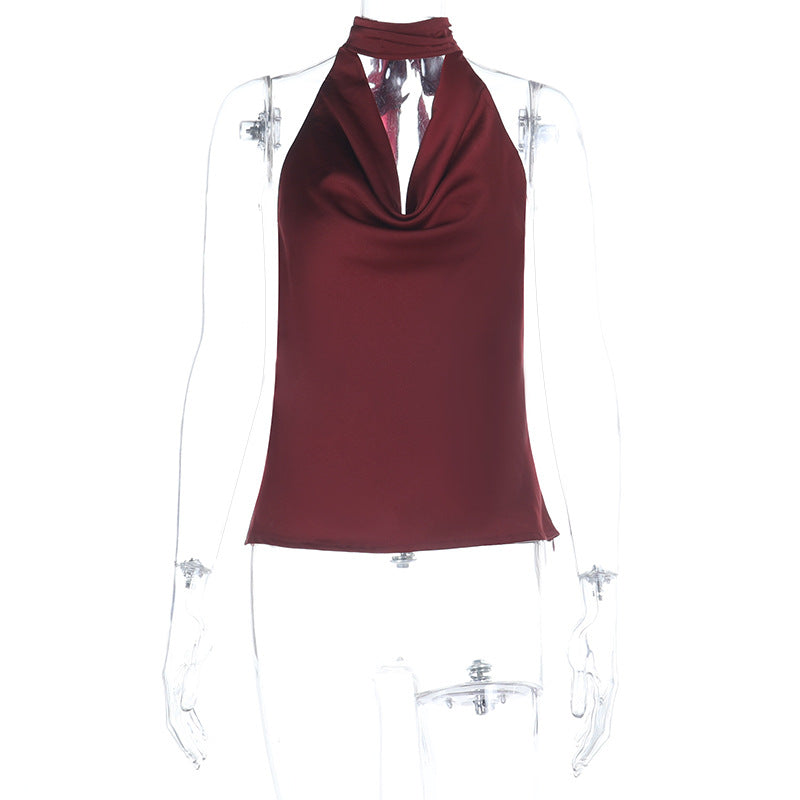 Damen elegantes Haltertop mit tiefem V-Ausschnitt und figurbetontem Schnitt Echo Archiv