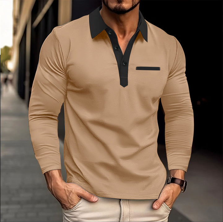 Herren Langarm Polohemd mit modischem Design und praktischen Details Echoarchiv
