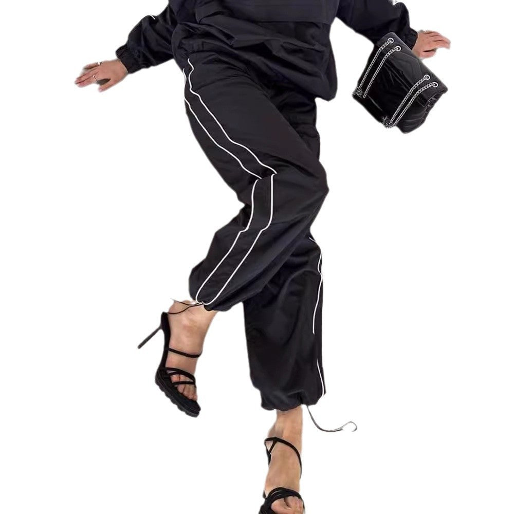 Damen Zweiteiliges Sportliches Jogging-Set mit halbem Reißverschluss, Paspelierung und elastischer Bundhose – Avérine