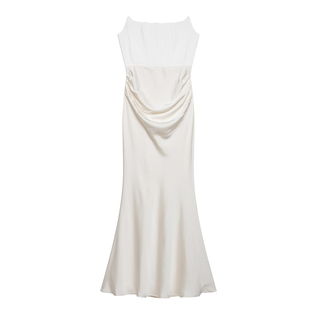 Damen langes Satin Abendkleid mit elegantem Drapé Echo Archiv