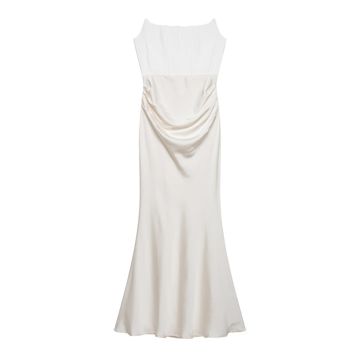 Damen langes Satin Abendkleid mit elegantem Drapé Echo Archiv