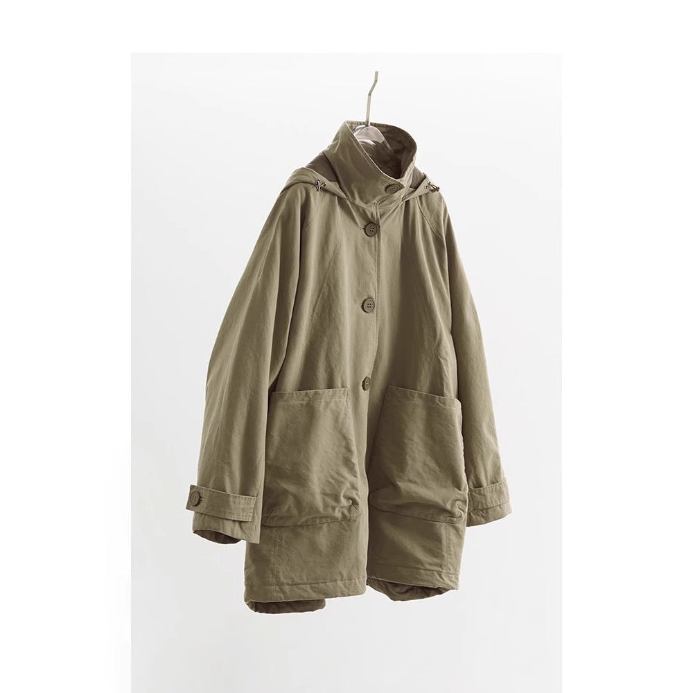 Damen Modische Übergangsjacke mit abnehmbarer Kapuze Echoarchiv