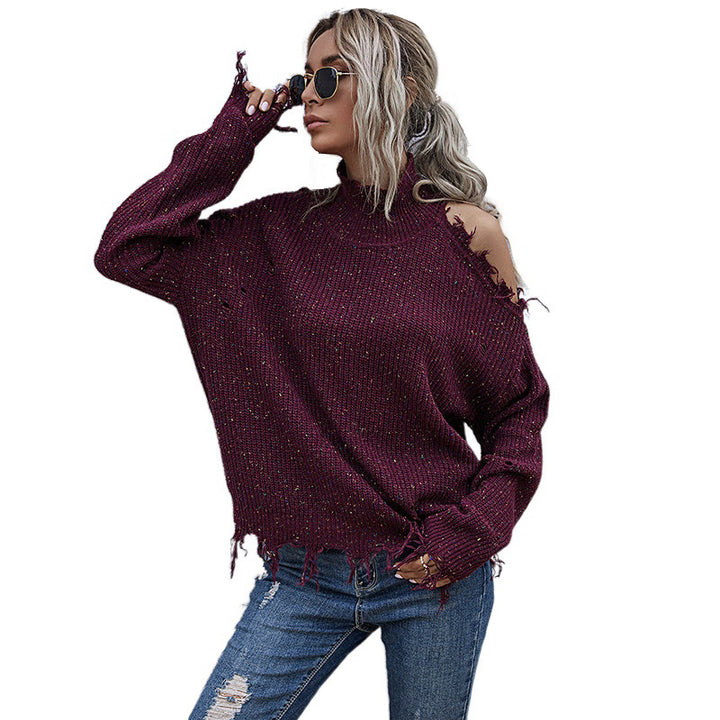 Damen Lässiger Oversized Pullover mit Fransen Echo Archiv