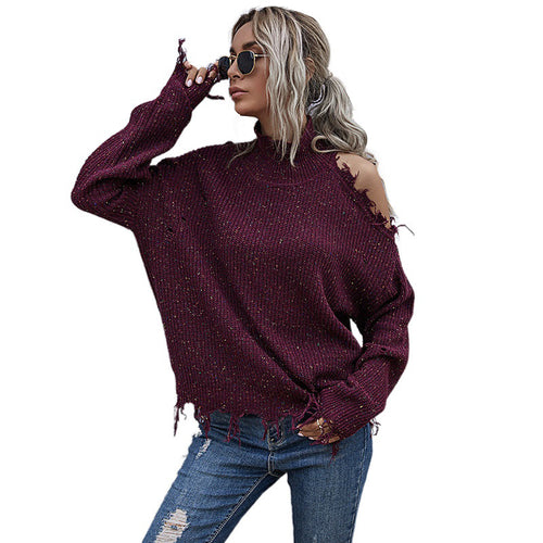 Damen Lässiger Oversized Pullover mit Fransen Echo Archiv